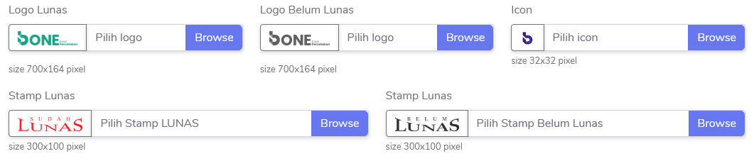 Logo invoice lunas dan belum lunas serta stempel