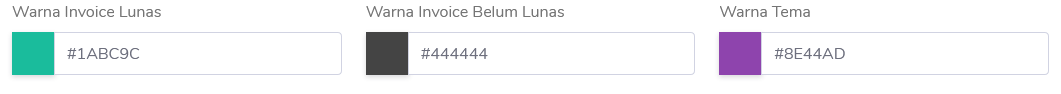Warna invoice lunas dan belum lunas serta warna aplikasi
